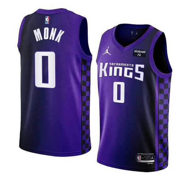 Men%27s Sacramento Kings #0 Malik Monk Purple 2023-24 Statement Edition Swingman Stitched Jersey Dzhi